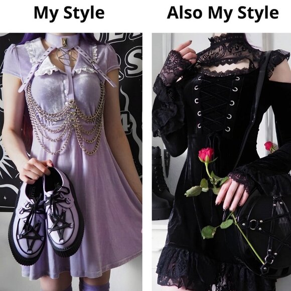 Killstar ✦ Every Mourning Lilac Velvet Dress ✦ Lace Collar Gothic Mini S NWT - Picture 9 of 11